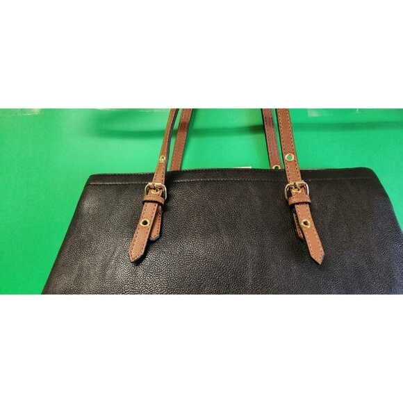 Women's Calvin Klein Handbag Pebbled Black & White Lily Tote Bag - Picture 4 of 9